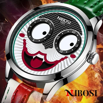 NIBOSI Nou Joker Ceas Barbati Top Brand de Lux, Ceasuri de mana Sport rezistent la apa de Design Creativ Mens Ceasuri Zâmbet Clovn Reloj Hombre