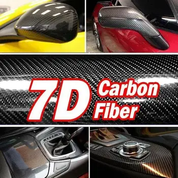 Negru Evidenția 5D Fibra de Carbon de Automobile Autocolant Folie 10*150cm Auto Interior Autocolant U2G7