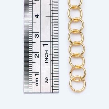 Aur Rundă de Buclă de Lanț de 8mm, 18K Aur Adevărat placat cu Alamă, Cerc Link-ul de Lanțuri Pentru a Face Bijuterii DIY (#LK-413)/ 1 Metru=3.3 ft
