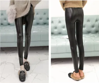 Jambiere din piele de Iarna Plus Dimensiune Lână Căptușite Legging se Potrivi de Înaltă Elastic Solid Bun Elastic Pantaloni Slim Femei ouc1705 Aidayou