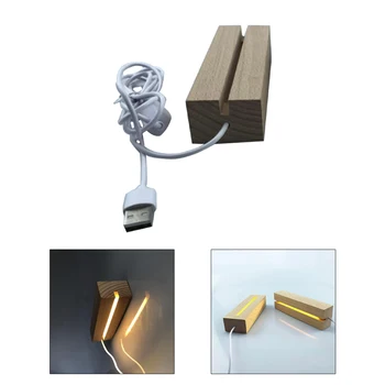 Dreptunghi Bază de Lemn Led Masă Lampă Cu USB Comutator Moderne Lumina de Noapte Acrilice Led Lampă de Noapte Titularul Asamblate de Bază