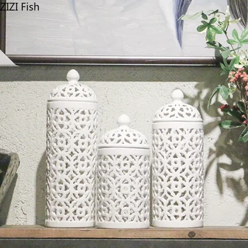 Europene Alb Gol Ceramice General Borcan Ornamente Creative Arte și Meserii Living Home Accesorii Decor Modern Nou
