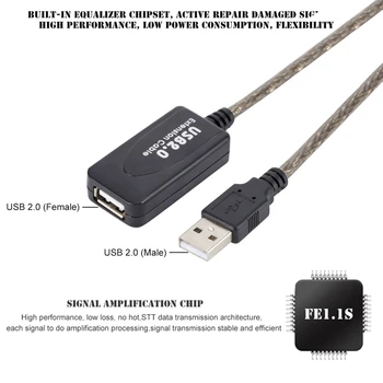 5M 10M Amplificator Chip Cablu USB 2.0 de sex Masculin La Feminin Active Repetor Extensia Extindă M/F USB Pentru Cablu USB Cablu Adaptor USB