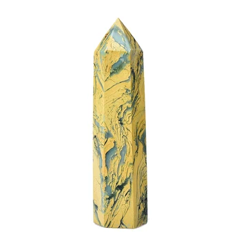 Naturale Cristal Punct Galben Unakite Vindecare Obelisc Cuarț Galben Bagheta Ornament Frumos pentru Decor Acasă de Energie Piramidă de Piatră