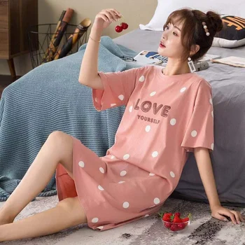 Cămăși de noapte pentru Femei Sleepshirts Vara Casual Pijamale Acasă Lounge Print cu Maneci Scurte îmbrăcăminte de noapte de Dormit Rochie Oversize M-3XL Chic
