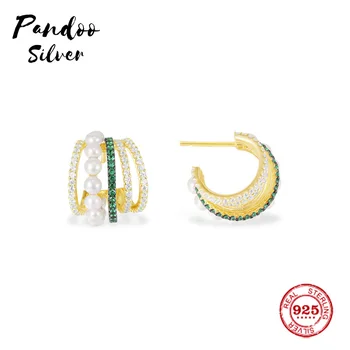Moda Farmecul Original Copie 1:1, alb & Verde Sterling Cerc de Lux Cercei Cu Perle Bijuterii Cadouri Pentru Femei