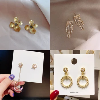 Noua Moda Coreeană Metal Zircon Cercei Cu Perle Pentru Femei Timp De Fluture Cu Flori De Toate-Meci De Bijuterii Cercei La Modă În 2020 En-Gros