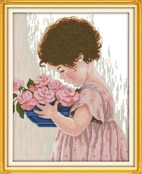 Fata de flori minunat Decor acasă picturi numărat imprimate pe panza DMC 11CT 14CT kituri de goblen, broderie manual Seturi