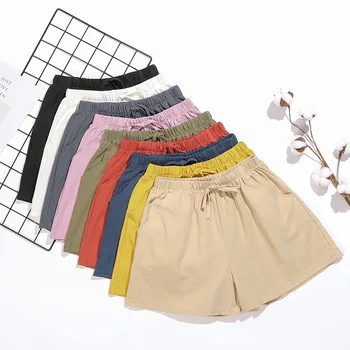 2021 Noi Bumbac pantaloni Scurți de Vară pentru Femei de Bumbac de Înaltă Calitate Fierbinte pantaloni Scurți de Culoare Portocalie Casual Pantaloni pentru Femeie Haine en-Gros