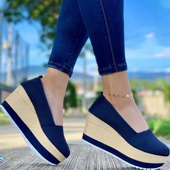 Femei Pantofi Plat Primăvară Cânepă Tocuri Platforma Fund Gros Doamnelor Mocasini Slip On Casual 2021 Femeie Încălțăminte De Toamnă Femeie Pantofi