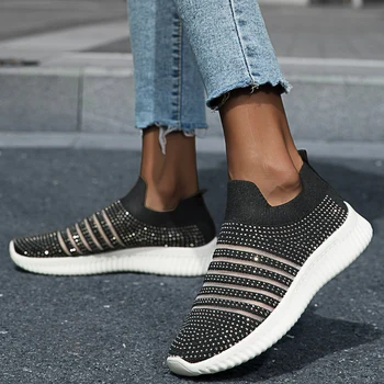 Rimocy Vara ochiurilor de Plasă Respirabil Platforma Adidasi Femei Moale Confortabil Pantofi Casual Femei de Moda de Cristal Non-alunecare Pantofi de Funcționare