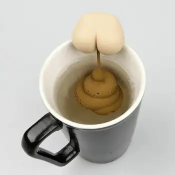 Caca forma silicon pentru ceai set de accesorii de Halloween caca de distracție pe bază de plante de ceai sac reutilizabil cafea filtru difuzor