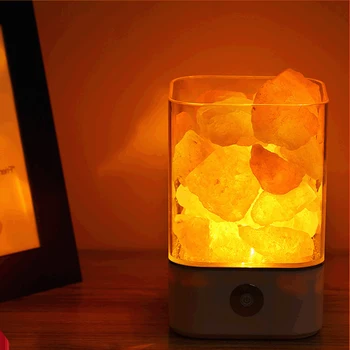 Himalaya Sare de Cristal Lampă romantică atmosferă caldă de noapte plina de culoare lampa USB multi-funcțional naturale anioni purificare aer