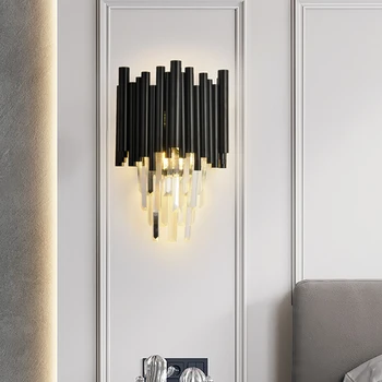 Modern Negru Lampă de Perete Noptiera Dormitor, Camera de zi Lumina de Cristal candelabru de perete pentru Interior Acasă de iluminat Interior