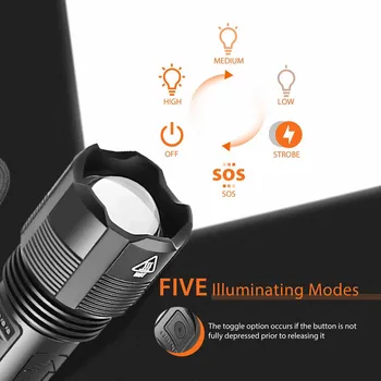 D2 Lanterna Super-Luminos LED-uri XHP70 XHP50 4 Core Lanterna Camping Drumetii P70.2 Puterea de Afișare AAA sau 18650 Lanterne EDC Iluminat