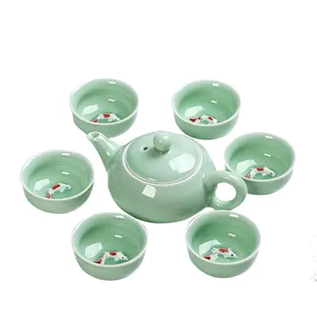 China Travel Kung Fu 7pcs Seturi de Ceai din Ceramica Portabil Serviciu de Porțelan Gaiwan Crap Cesti de Ceai Ceremonia Ceaiului Ceainic Cutie de Cadou