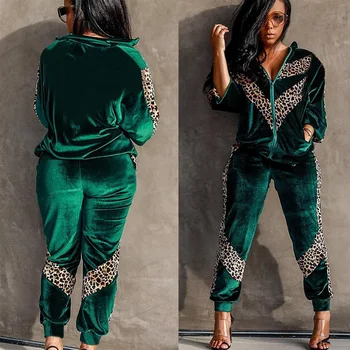Femei Trening de Imprimare Leopard Topuri Pantaloni Costume 2 buc Salopeta Costume Seturi Hanorace Sportwear Africa Ropa Mujer CHIC Uza