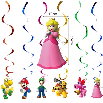 Un set Super Mario anime Mario bros Luigi, Princess Peach, Bowser ciuperci petrecere Temă agățat petrecere de ziua pentru Copii decor