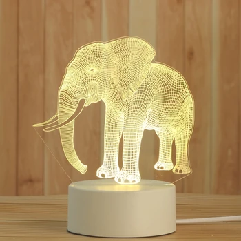 Acrilice Animale Minunate formă de Câine, Iepure, Porc, Elefant 3D LED Lumina de Noapte Decorative Lampă de Masă Cadou, Decor Acasă