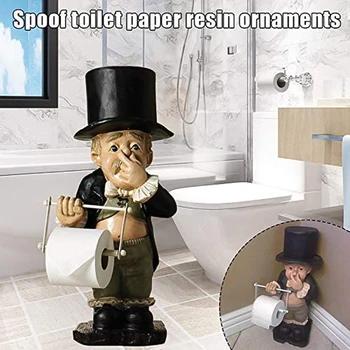 Toaletă Butler Cu Suportul Pentru Rola De Hârtie Ciupit Nasul Rășină Ornament Pentru Baie Figurine Simpatice Accesorii Home Decor Cameră