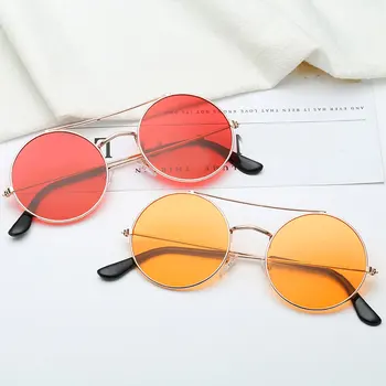 1BUC Retro Vintage ochelari de Soare Rotund din Metal ochelari de Soare Barbati de Moda pentru Femei Ochelari de Șofer de Ochelari de Designer de Brand Cadru Spectacol Fierbinte