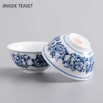 2 buc/lot Chinez albastru și alb portelan ceașcă de ceai de Înaltă calitate de Maestru de Ceai din ceramica cani de Ceai castron Singură ceașcă de Ceai set accesorii