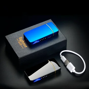 USB Bricheta Dublu ARC Touch Control Portabil Windproof Tigara Electronica Brichete cu LED Indicator de Putere