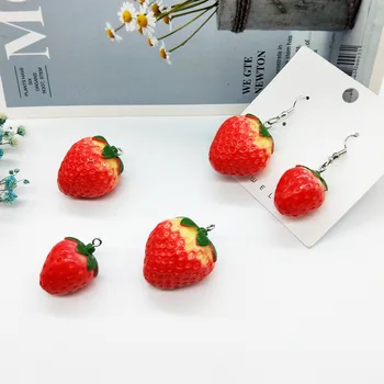 10buc/pack Mari și Mici 3D de Fructe Capsuni Farmecele de Rășină Pandantiv Cercei DIY Moda Bijuterii Accesorii Bijuterii