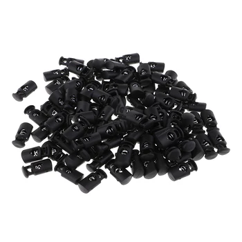 100 Pack Primăvară Cablul Încuietori pentru Șnururi, din Plastic Negru Singură Gaură