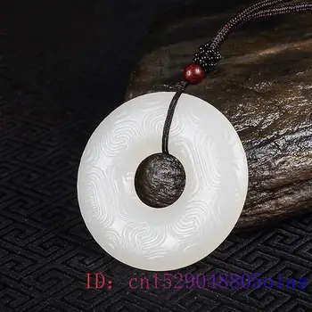 Verde Jad Pandantiv Chineză Colier cu Amuleta față-verso Femei Farmec Sculptate Moda Bijuterii Cadouri Naturale