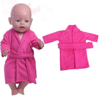 Haine Papusa Roz Halat De Baie + Curea Parul Scurt Halat De 18 Inch American Doll & 43 Cm Copilul Nou-Născut,Generația Noastră,Fata Cadou