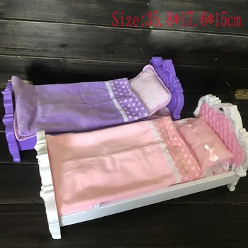 Miniatura Scara 1/6 Papusa Mobila Alb Roz Violet Pat de Plastic de 25-30cm Casa de Păpuși Jucarii pentru Copii Fata Cadou