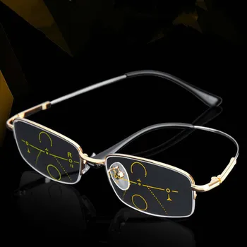 Metal de Titan Multifocale Ochelari de Citit Bărbați Progresive, Bifocale Raze UV Proteja Presbyopic Ochelari Cadru Jumătate Femei Ochelari de vedere