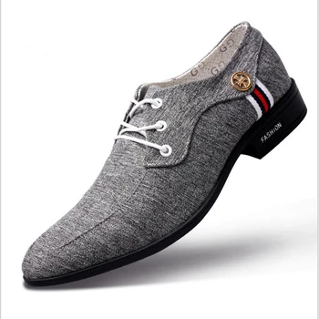 ZZFABER Vara Noi Cârpă Lenjerie de Pantofi pentru Bărbați Respirabil Subliniat Toe Dantela-Up Pantofi Casual pentru Om Mixte de Culoare Rochie Confortabil Pantofi