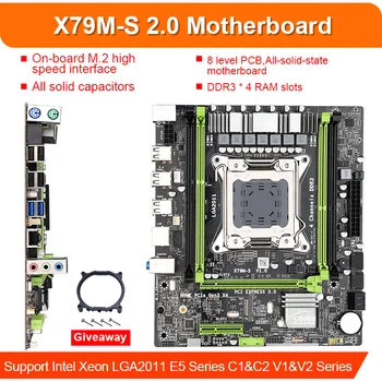 X79 2.0 Placa de baza stabilit cu Xeon E5 2650 V2 4x4GB=16GB 1333MHz DDR3 ECC REG memorie și cpu cooler M. 2 SSD NVME M. 2