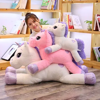 Dimensiunea gigant 110cm Unicorn de Pluș Jucărie Moale de Pluș Unicorn Curcubeu Papusa Animal Cal Jucărie de Înaltă Calitate, Cadouri pentru Copii Fete