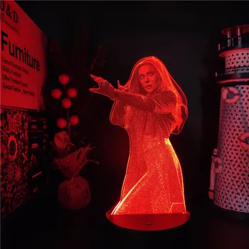Marvel Scarlet Witch Wanda Viziune 3D LED ANIME LAMPA de Veghe Vizuale Lampara Led Pentru Decor Dormitor