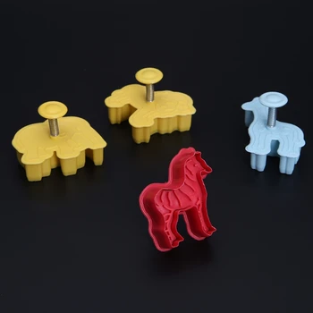 4buc de Animale 3D din Plastic Cookie-uri Mucegai Tort Fondant Cutter Mucegai DIY Bakeware Instrumente
