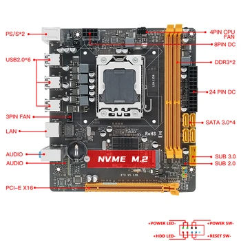X79 Placa de baza LGA 1356 pentru Intel Xeon E5 V2&v3 Procesor, suport pentru memorii DDR3 M. 2 NVME dual channer Mini-DTX placa X79 V5.33B