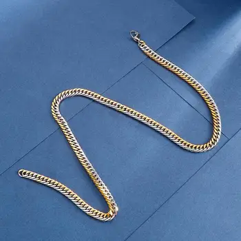 Fongten Cubanez Link-ul Lanț Brățară & Colier Set de Bijuterii din Oțel Inoxidabil de Aur de Argint de Culoare Lanțuri Lungi pentru Bărbați Bijuterii