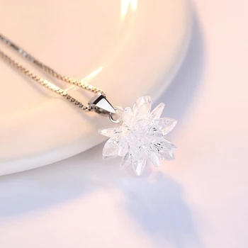 Culoare argintie Creatoare de Moda Fulg de nea, Flori Colier de Lux Zircon Cristal Pandantiv Colier pentru Femei Partid de Bijuterii Cadou