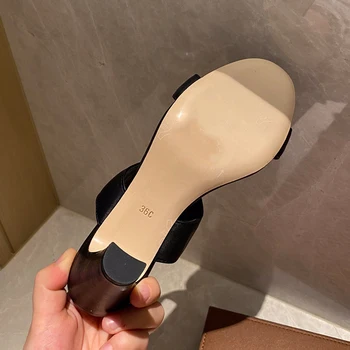 Franceză muncă de sezon 2021 Noi de 7,5 cm toc sandale cu tocuri transparente pantofi pentru femei oglindă superioară din piele de brevete, piele de oaie captuseala căptușeală