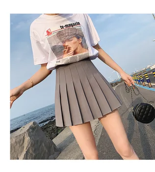 Solid De Culoare Moda Coreea Style De Înaltă Talie Elastic Fusta Mini Femei Fusta Plisata