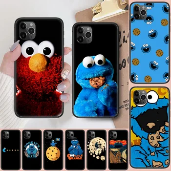 Cookie Monster Sesame Street Desene animate Telefonul Acoperi Caz corp Pentru iphone 5 5s se 2 6 6s 7 8 12 mini plus X XS XR 11 PRO MAX negru