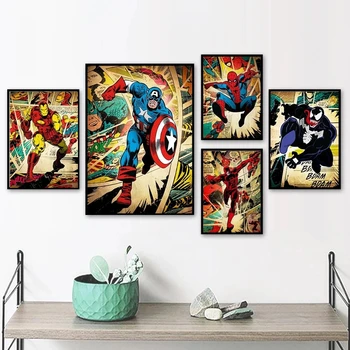 Retro Poster Erou de benzi Desenate Marvel super-Erou Captain America Panza Pictura de Perete de Arta de Imprimare Imagini pentru Copii Decor de Perete Decor Acasă