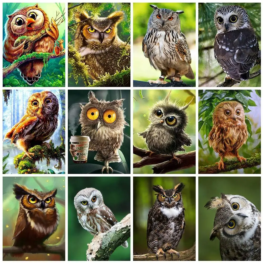 Diamant Pictura Owl Full Patrat/Rotund Mozaic Broderie Animale Imagine de Pietre goblen Kit Decor Acasă