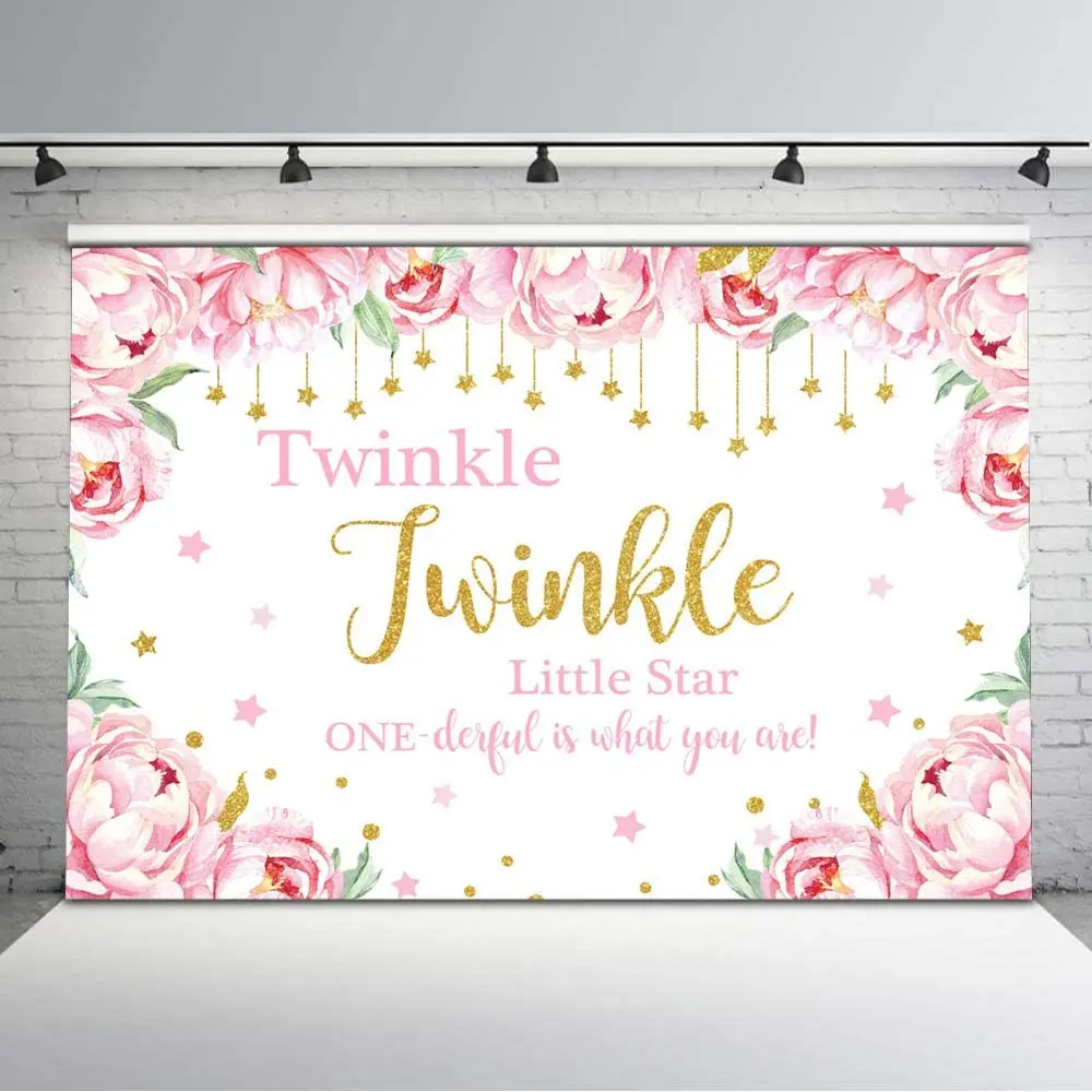 Twinkle Twinkle Little Star de Prima zi de Naștere pe Fondul Onederful Florale Little Star Petrecere Decoratiuni de Fundal pentru Fete