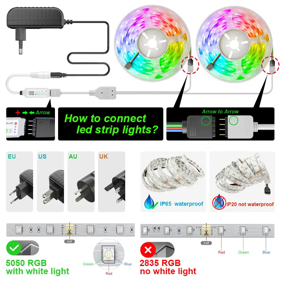 Muzica de Sincronizare a CONDUS Lumina Benzi cu Controller Inteligent WIFI SMD 5050 LED Strip Lumină de Lucru cu Alexa Google Asistent Voice Control