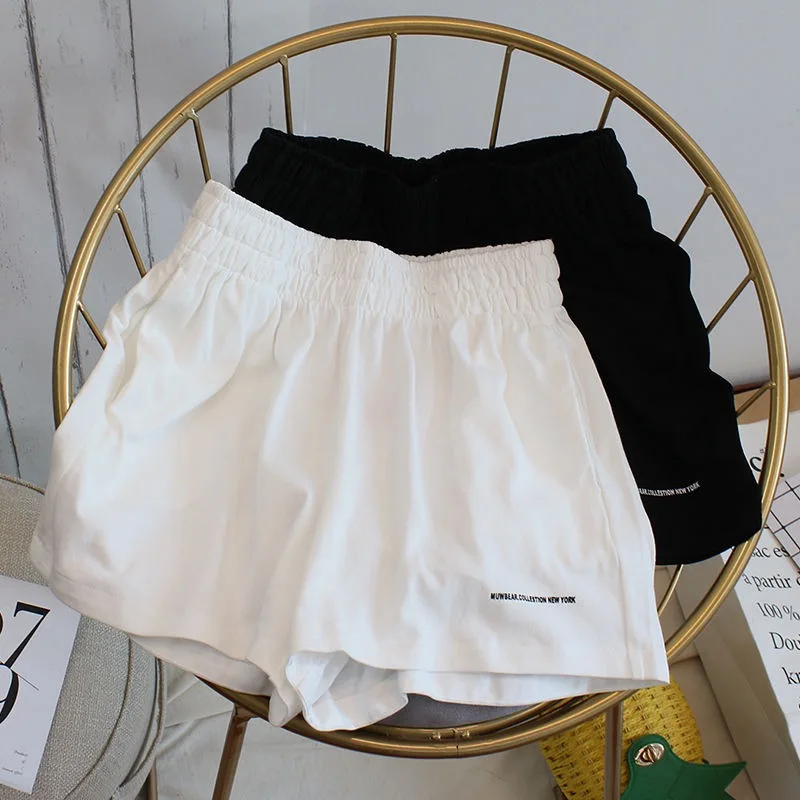 Coreeană Simplă Scrisoare De Imprimare Casual Pantaloni Scurți De Vară De Moda Noua Libertate Pentru Femei Vintage Elastic Talie Șic Harajuku Feminin Pantaloni Scurți
