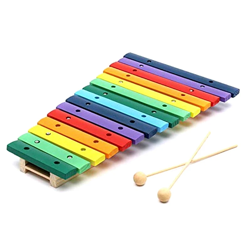 15 Ton Colorate Din Lemn, Xilofon, Glockenspiel De Învățământ Instrument De Percuție Jucărie De Învățământ Instrumente Muzicale